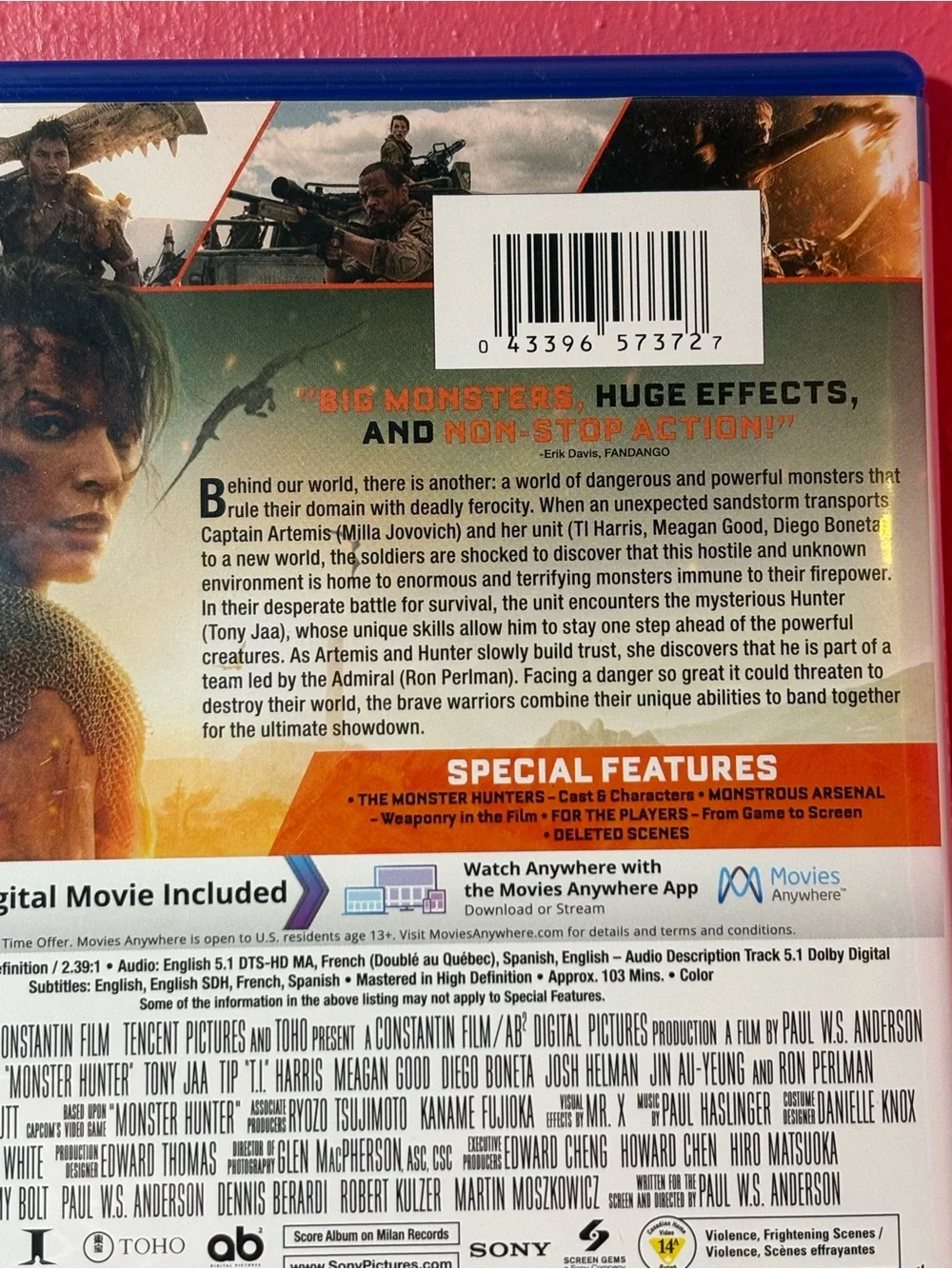 Monster Hunter DVD Blu-ray GUC Milla Jovovich Video Game Movie TI PG-13 2020 Fun